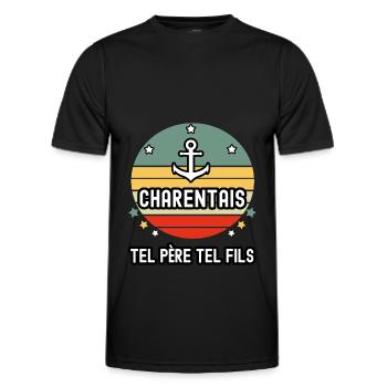 tel père tel fils papa charentais ancre charente - T-shirt sport Homme - noir - Devant - AI Model Male 178 dark (178cm)