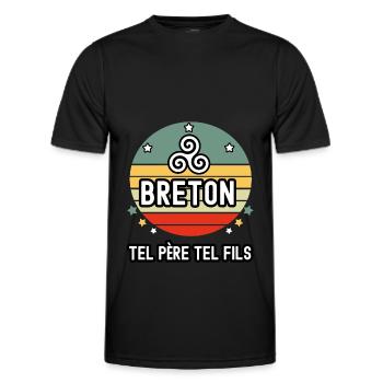 tel père tel fils papa breton triskele bretagne - T-shirt sport Homme - noir - Devant - AI Model Male 178 dark (178cm)