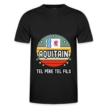 tel père tel fils cadeau papa aquitain aquitaine - T-shirt sport Homme - noir - Devant - AI Model Male 178 dark (178cm)