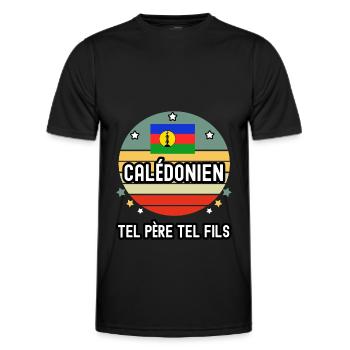 tel père tel fils papa calédonien calédonie - T-shirt sport Homme - noir - Devant - AI Model Male 178 dark (178cm)