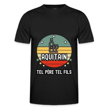 tel père tel fils papa aquitain vin aquitaine - T-shirt sport Homme - noir - Devant - AI Model Male 178 dark (178cm)