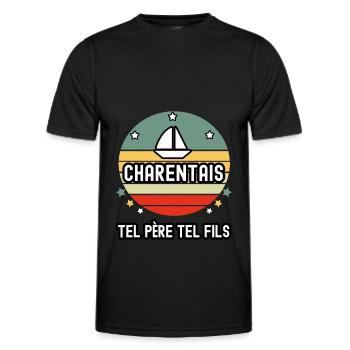 tel père tel fils papa charentais bateau charente - T-shirt sport Homme - noir - Devant - AI Model Male 178 dark (178cm)