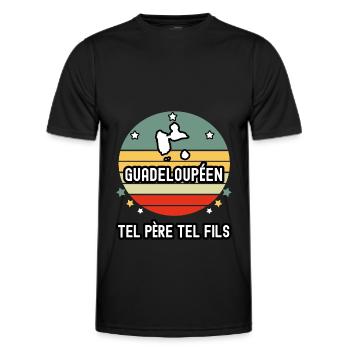 tel père tel fils papa guadeloupéen guadeloupe - T-shirt sport Homme - noir - Devant - AI Model Male 178 dark (178cm)