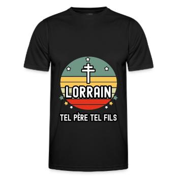 tel père tel fils papa lorrain croix de lorraine - T-shirt sport Homme - noir - Devant - AI Model Male 178 dark (178cm)
