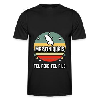 tel père tel fils papa martiniquais martinique - T-shirt sport Homme - noir - Devant - AI Model Male 178 dark (178cm)