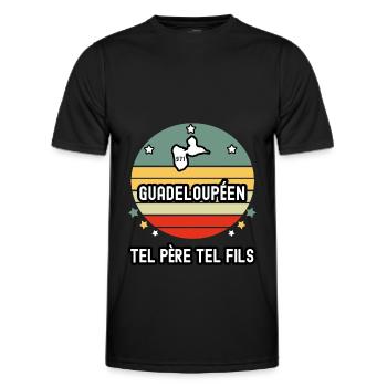 tel père tel fils papa guadeloupéen 971 guadeloupe - T-shirt sport Homme - noir - Devant - AI Model Male 178 dark (178cm)