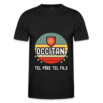 tel père tel fils papa occitan homme occitanie - T-shirt sport Homme - noir - Devant - AI Model Male 178 dark (178cm)