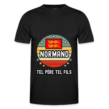 tel père tel fils papa normand drapeau normandie - T-shirt sport Homme - noir - Devant - AI Model Male 178 dark (178cm)