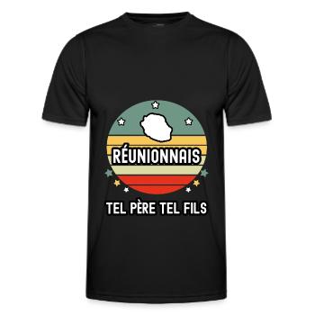 tel père tel fils papa réunionnais homme réunion - T-shirt sport Homme - noir - Devant - AI Model Male 178 dark (178cm)