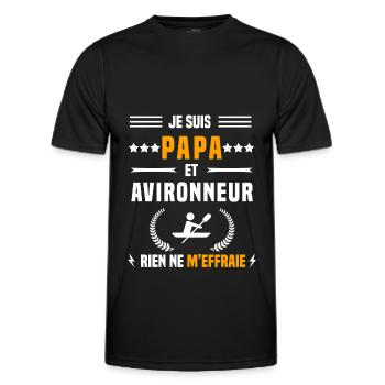 papa avironneur rien ne m'effraie papa aviron - T-shirt sport Homme - noir - Devant - AI Model Male 178 dark (178cm)