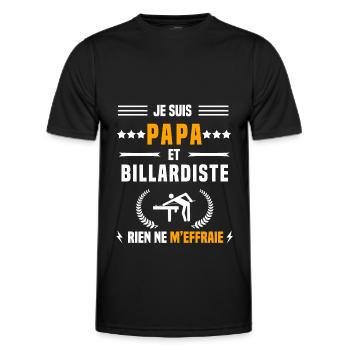 papa billardiste rien ne m'effraie papa billard - T-shirt sport Homme - noir - Devant - AI Model Male 178 dark (178cm)