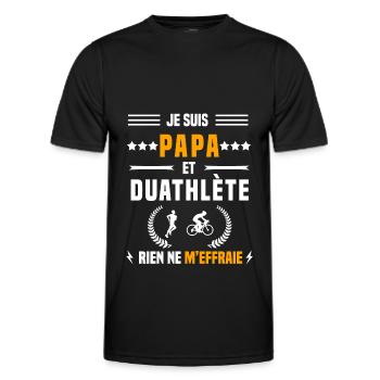 papa duathlète rien ne m'effraie papa duathlon - T-shirt sport Homme - noir - Devant - AI Model Male 178 dark (178cm)