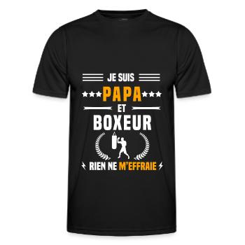 papa boxeur rien ne m'effraie papa boxe - T-shirt sport Homme - noir - Devant - AI Model Male 178 dark (178cm)