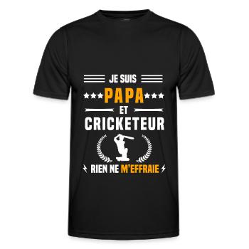 papa cricketeur rien ne m'effraie papa cricket - T-shirt sport Homme - noir - Devant - AI Model Male 178 dark (178cm)