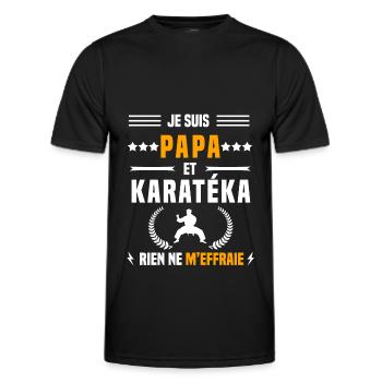 papa karatéka rien ne m'effraie papa karaté - T-shirt sport Homme - noir - Devant - AI Model Male 178 dark (178cm)