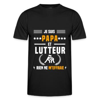 papa lutteur rien ne m'effraie papa lutte - T-shirt sport Homme - noir - Devant - AI Model Male 178 dark (178cm)