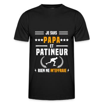 papa patineur rien ne m'effraie papa patinage - T-shirt sport Homme - noir - Devant - AI Model Male 178 dark (178cm)