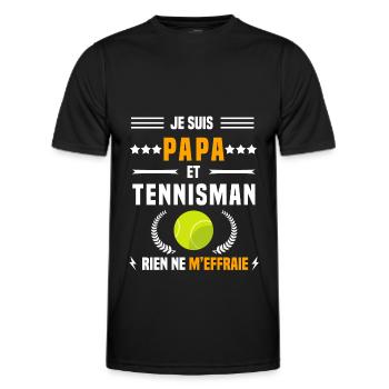 papa tennisman rien ne m'effraie papa tennis - T-shirt sport Homme - noir - Devant - AI Model Male 178 dark (178cm)