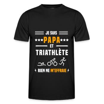 papa triathlète rien ne m'effraie papa triathlon - T-shirt sport Homme - noir - Devant - AI Model Male 178 dark (178cm)