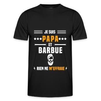 papa barbue rien ne m'effraie papa barbe - T-shirt sport Homme - noir - Devant - AI Model Male 178 dark (178cm)