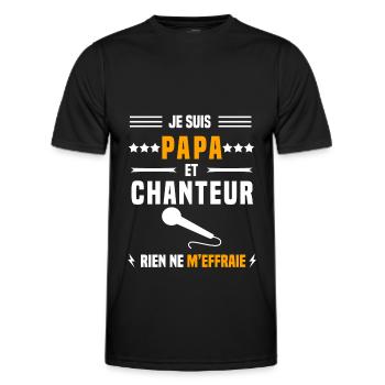 papa chanteur rien ne m'effraie papa musique - T-shirt sport Homme - noir - Devant - AI Model Male 178 dark (178cm)