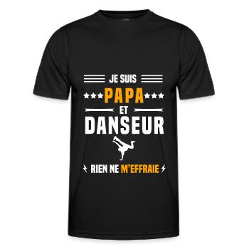 papa danseur rien ne m'effraie papa danse - T-shirt sport Homme - noir - Devant - AI Model Male 178 dark (178cm)