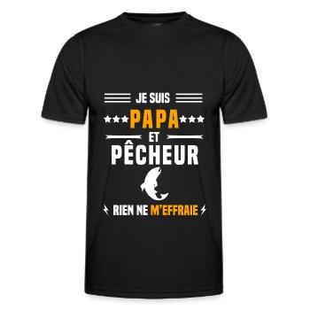 papa pêcheur rien ne m'effraie papa pêche - T-shirt sport Homme - noir - Devant - AI Model Male 178 dark (178cm)