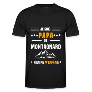 papa montagnard rien ne m'effraie papa moto - T-shirt sport Homme - noir - Devant - AI Model Male 178 dark (178cm)