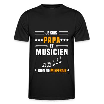papa musicien rien ne m'effraie papa musique - T-shirt sport Homme - noir - Devant - AI Model Male 178 dark (178cm)
