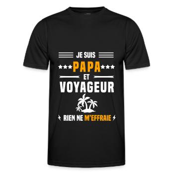 papa voyageur rien ne m'effraie papa voyage - T-shirt sport Homme - noir - Devant - AI Model Male 178 dark (178cm)