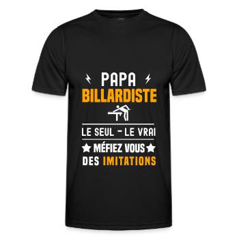 papa billardiste le seul le vrai papa billard - T-shirt sport Homme - noir - Devant - AI Model Male 178 dark (178cm)