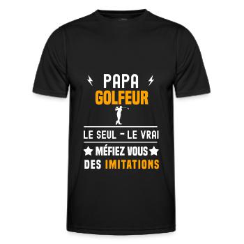 papa golfeur le seul le vrai papa golf - T-shirt sport Homme - noir - Devant - AI Model Male 178 dark (178cm)