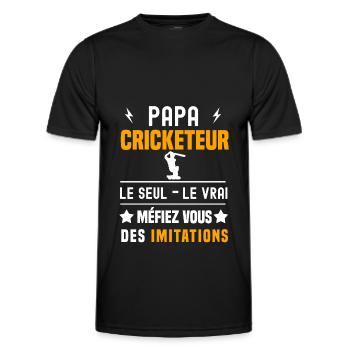 papa cricketeur le seul le vrai papa cricket - T-shirt sport Homme - noir - Devant - AI Model Male 178 dark (178cm)