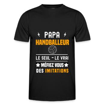 papa handballeur le seul le vrai papa handball - T-shirt sport Homme - noir - Devant - AI Model Male 178 dark (178cm)