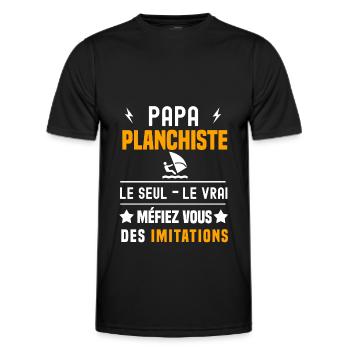 papa planchiste le seul le vrai papa planche voile - T-shirt sport Homme - noir - Devant - AI Model Male 178 dark (178cm)