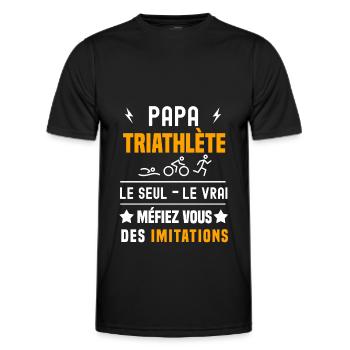 papa triathlète le seul le vrai papa triathlon - T-shirt sport Homme - noir - Devant - AI Model Male 178 dark (178cm)