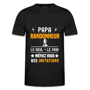 papa randonneur le seul le vrai papa randonnée - T-shirt sport Homme - noir - Devant - AI Model Male 178 dark (178cm)