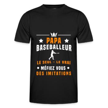 papa baseballeur méfiez vous imitations baseball - T-shirt sport Homme - noir - Devant - AI Model Male 178 dark (178cm)