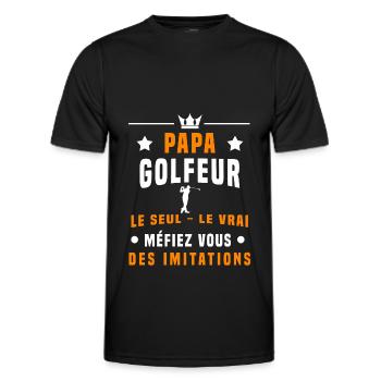 papa golfeur méfiez vous des imitations golf - T-shirt sport Homme - noir - Devant - AI Model Male 178 dark (178cm)