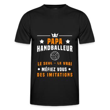 papa handballeur méfiez vous imitations handball - T-shirt sport Homme - noir - Devant - AI Model Male 178 dark (178cm)