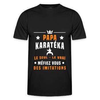 papa karatéka méfiez vous des imitations karaté - T-shirt sport Homme - noir - Devant - AI Model Male 178 dark (178cm)