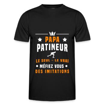papa patineur méfiez vous des imitations patinage - T-shirt sport Homme - noir - Devant - AI Model Male 178 dark (178cm)