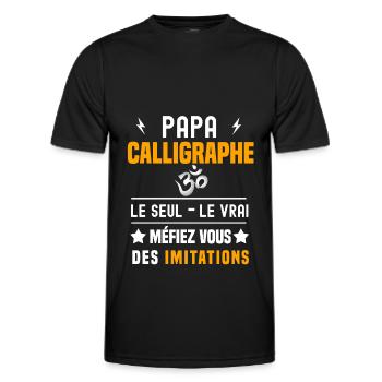 papa calligraphe le seul le vrai papa calligraphie - T-shirt sport Homme - noir - Devant - AI Model Male 178 dark (178cm)