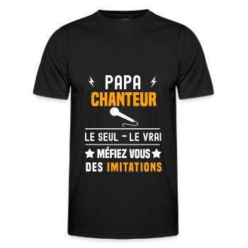 papa chanteur le seul le vrai papa musique - T-shirt sport Homme - noir - Devant - AI Model Male 178 dark (178cm)