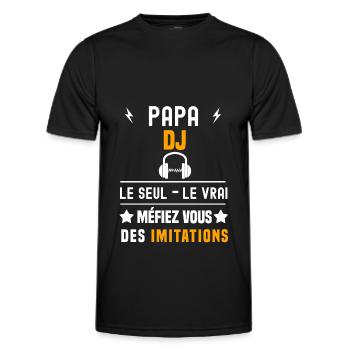 papa DJ le seul le vrai papa musique - T-shirt sport Homme - noir - Devant - AI Model Male 178 dark (178cm)