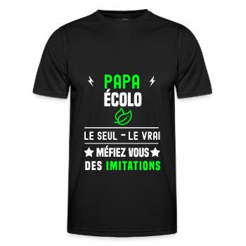 papa écolo le seul le vrai papa écologie - T-shirt sport Homme - noir - Devant - AI Model Male 178 dark (178cm)