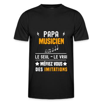papa musicien le seul le vrai papa musique - T-shirt sport Homme - noir - Devant - AI Model Male 178 dark (178cm)
