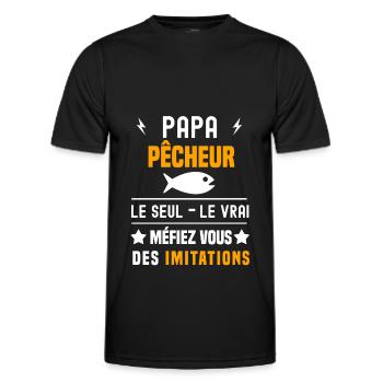 papa pêcheur poisson le seul le vrai papa pêche - T-shirt sport Homme - noir - Devant - AI Model Male 178 dark (178cm)