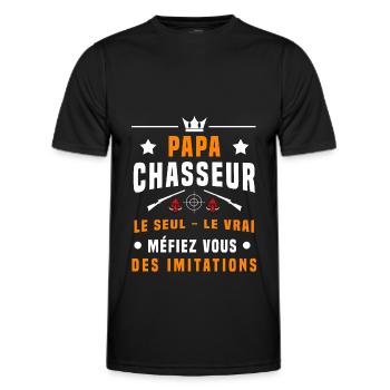 papa chasseur sanglier méfiez vous imitations - T-shirt sport Homme - noir - Devant - AI Model Male 178 dark (178cm)