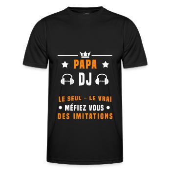 papa DJ méfiez vous imitations musique - T-shirt sport Homme - noir - Devant - AI Model Male 178 dark (178cm)